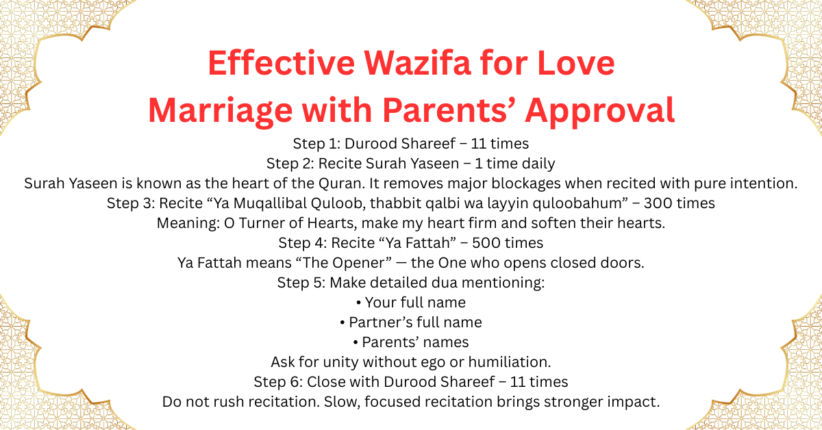 Effective Wazifa for Love Marriage with Parents’ Approval