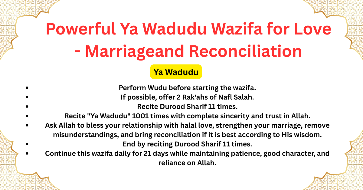 Powerful Ya Wadudu Wazifa for Love - Marriageand Reconciliation